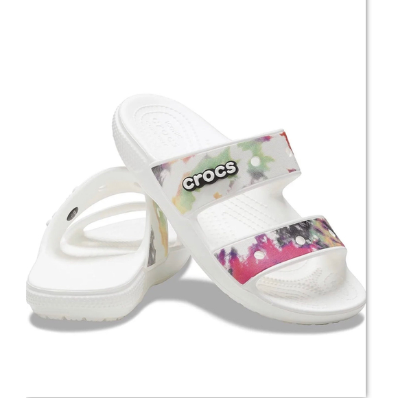 Classic Crocs Tie Dye Graphic Sandal White/Multi Relaxed Fit M9/W11 Unisex
